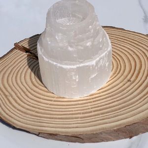New Raw Selenite Tealight Holder